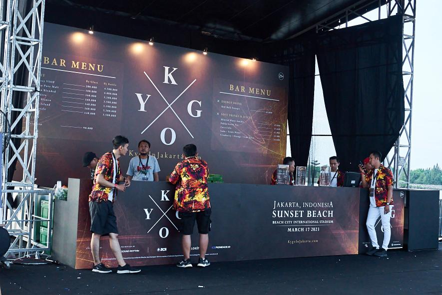 On-site bar and hospitality setup before doors open