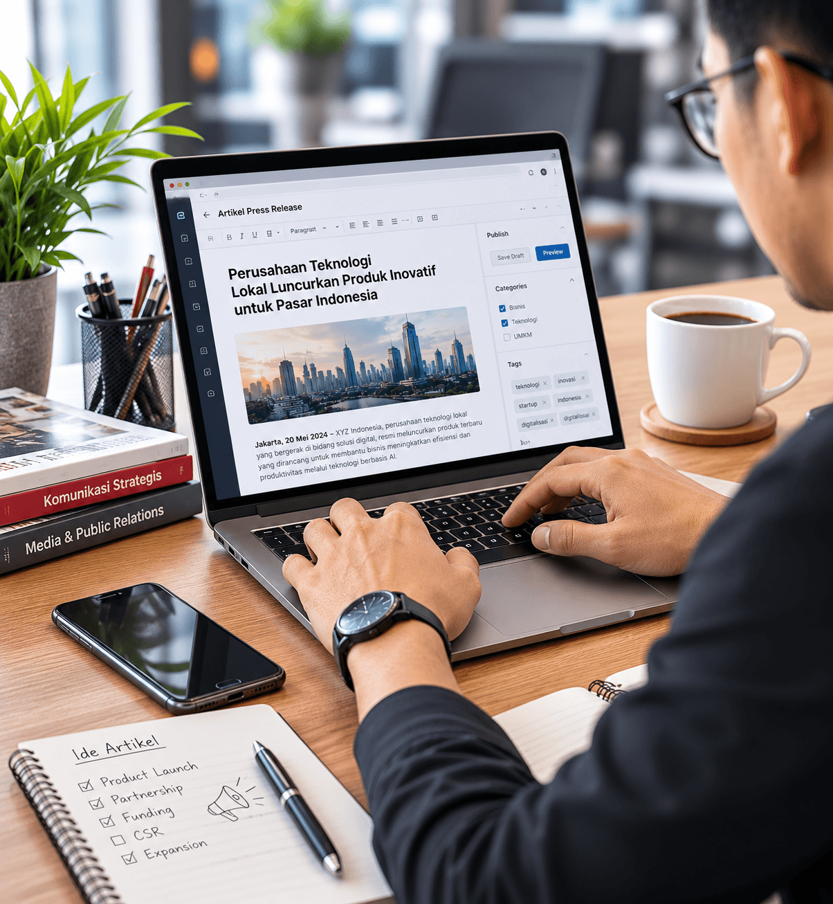A distributed corporate announcement, live and Google-indexed as a published news article
