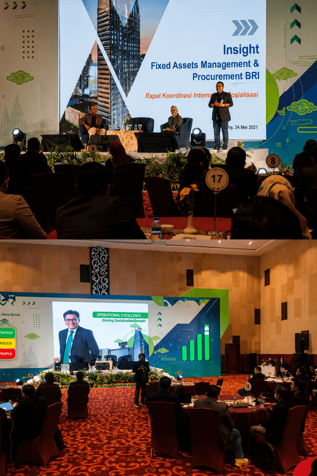 Executive speaking at a corporate conference